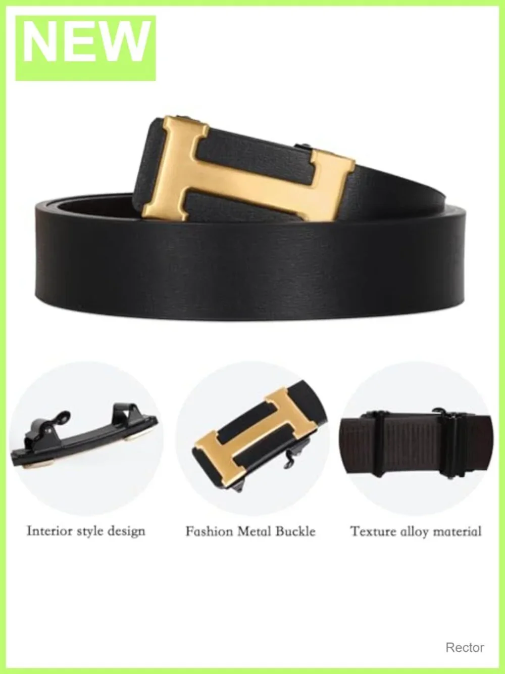 Leather Dress Belt with Automatic Buckle - Adjustable, Business Formal